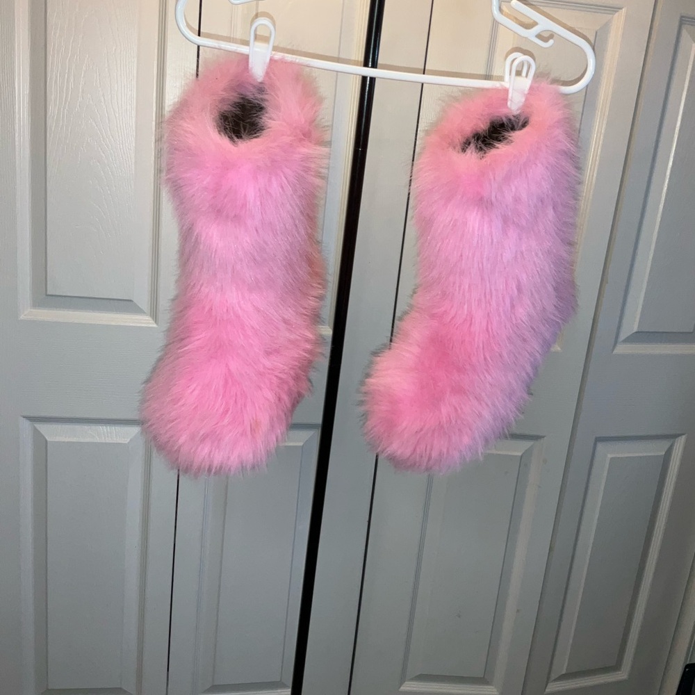 Fashion Nova Pink Furry Boots